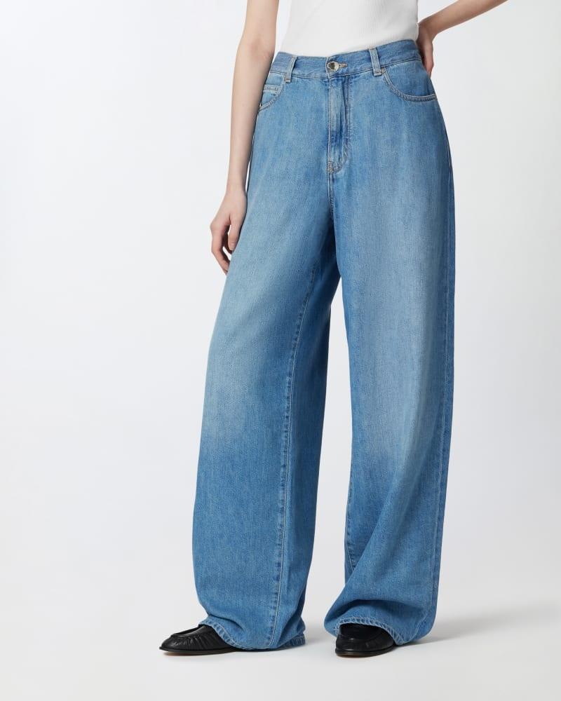 Jeans palazzo in denim medio chiaro