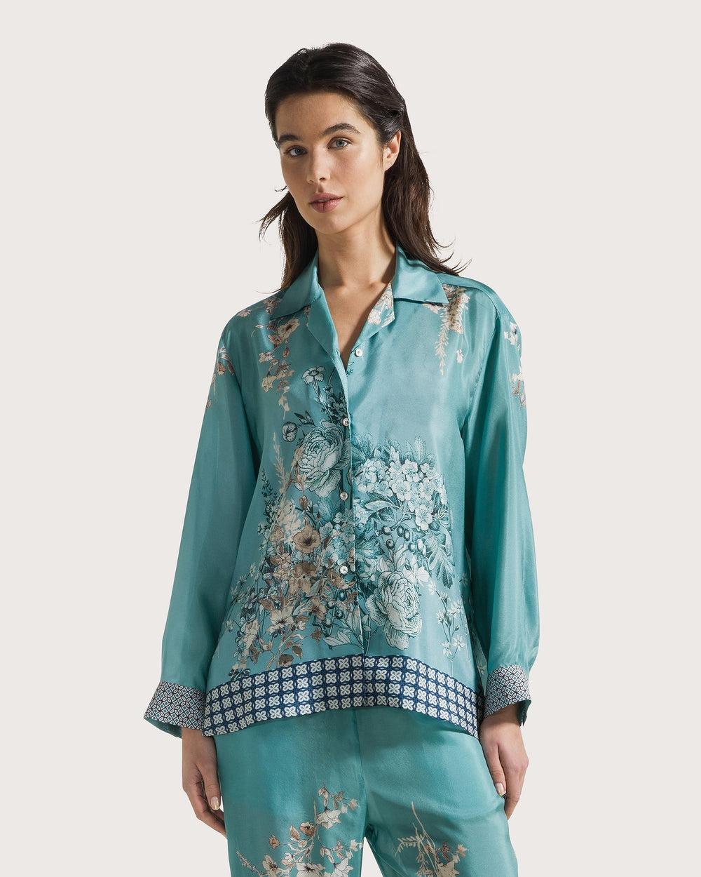 Giacca camicia in seta stampata<BR/> CA1491410137 834 SEVENTY