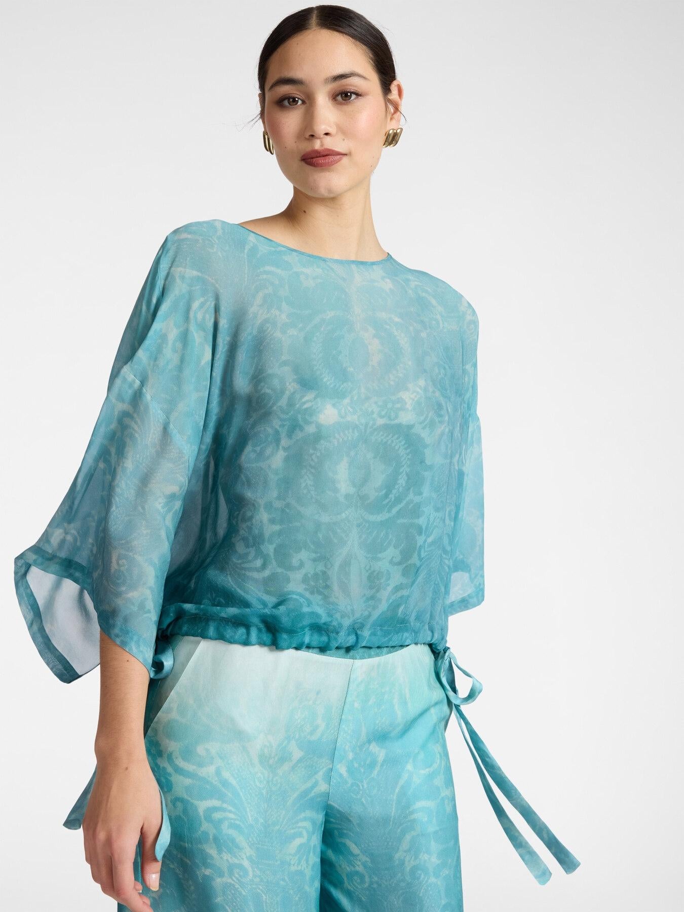 Blusa in georgette stampata<BR/> 2220E200342N 01 ELENA MIRO