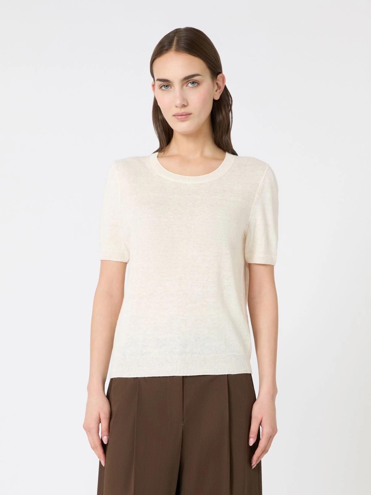 Maglia basic in filato di lino - ECRU<BR/> WKDPANCONE 001 WEEKEND