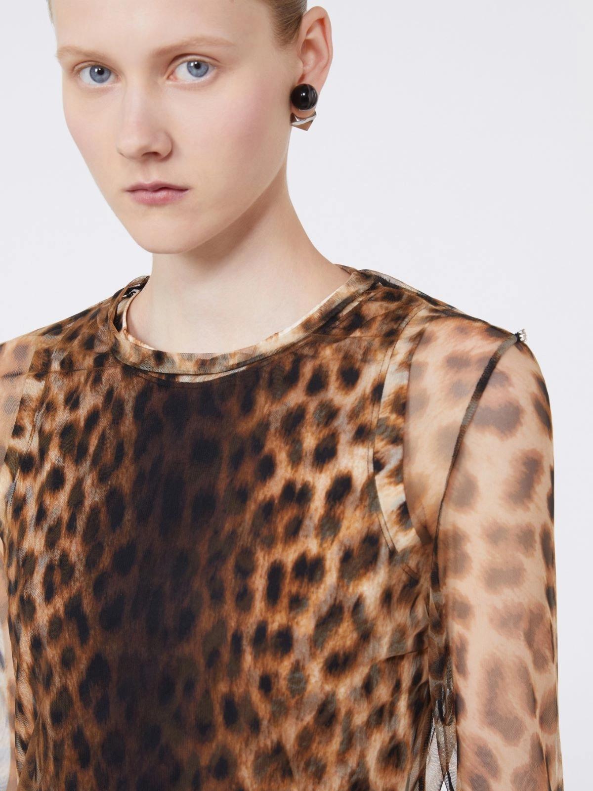 Top bi-materiale animalier - Marrone beige<BR/> SPXZEBU 001 SPORTMAX