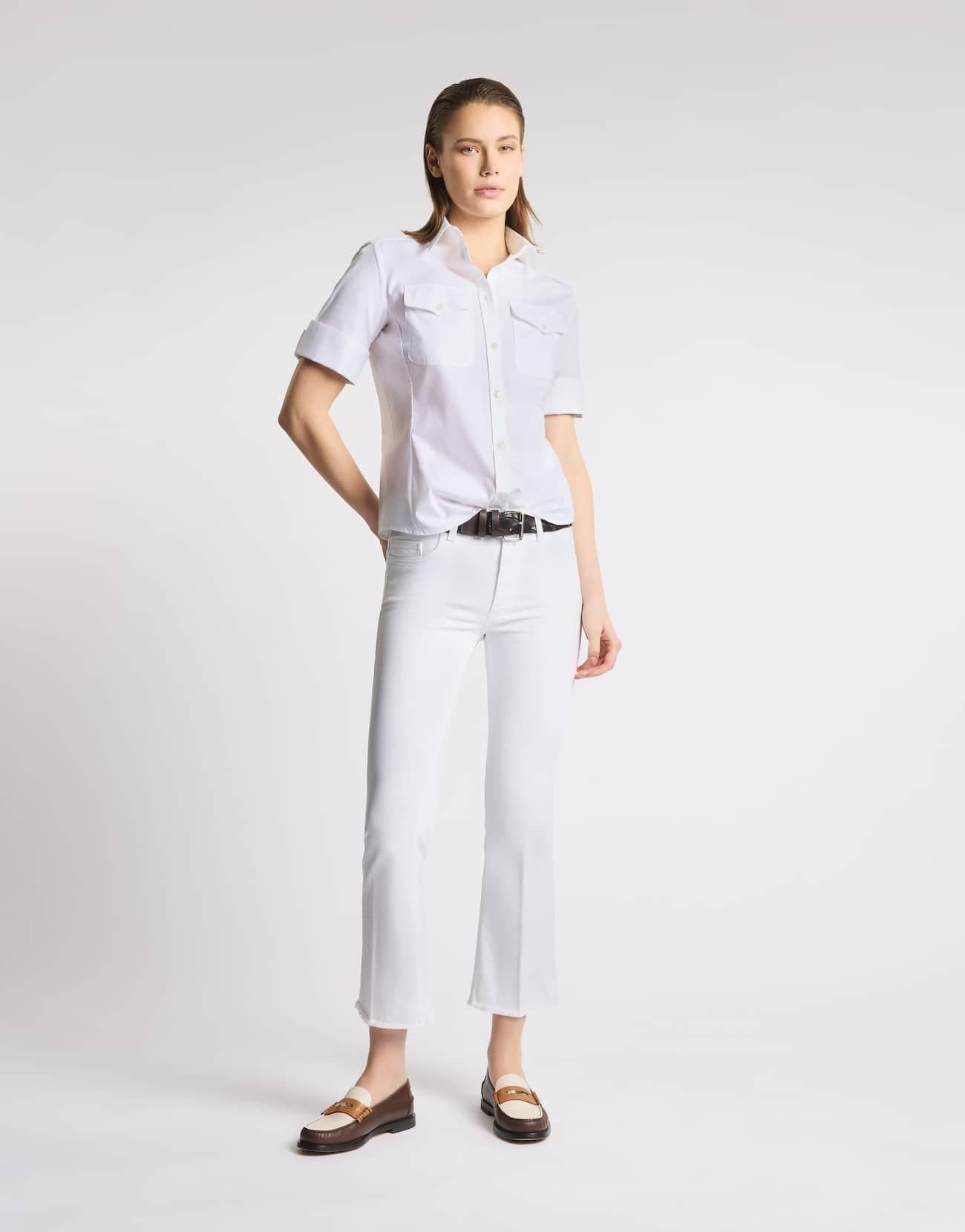 Camicia Regular Fit in Popeline Stretch<BR/> NCWA252600SZGR B001 FAY