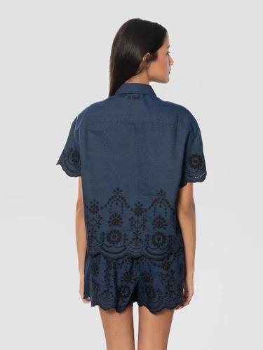 MC2 SAINT BARTH Camicia Chambray in Denim con Ricami Blu<BR/> CEM0001 01309L MC2 SAINT BARTH