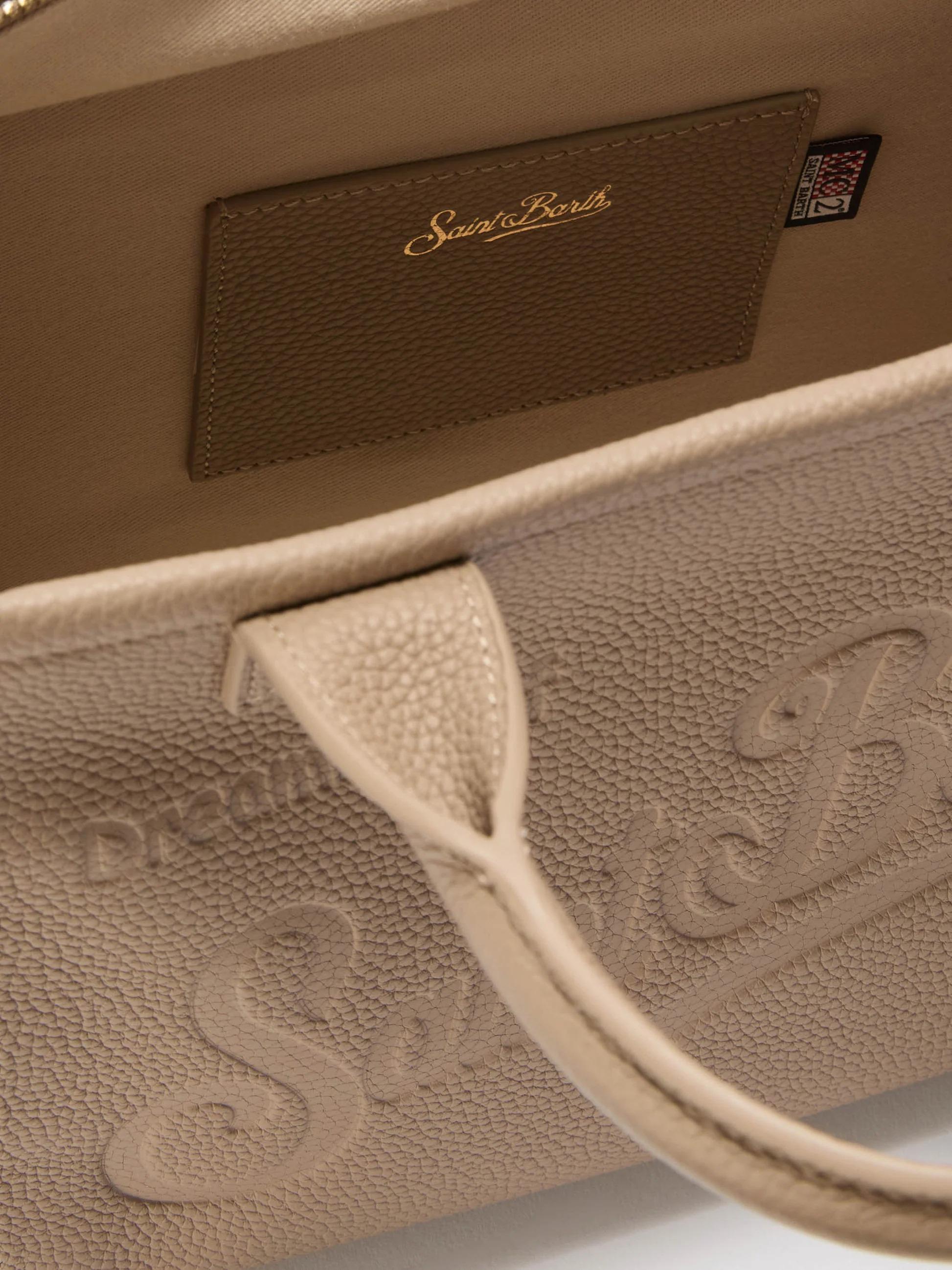 Borsa a spalla Vanity Bag Midi in pelle martellata nocciola<BR/> VANMD001 00531I MC2 SAINT BARTH