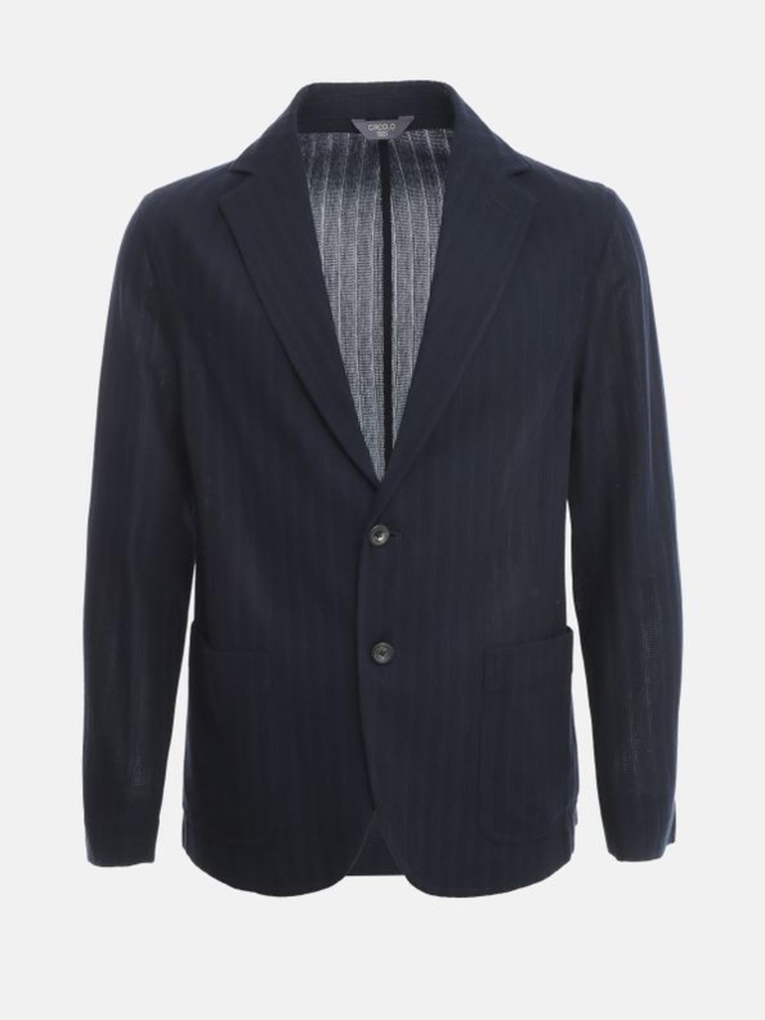 Giacca in cotone Stretch gessato blu