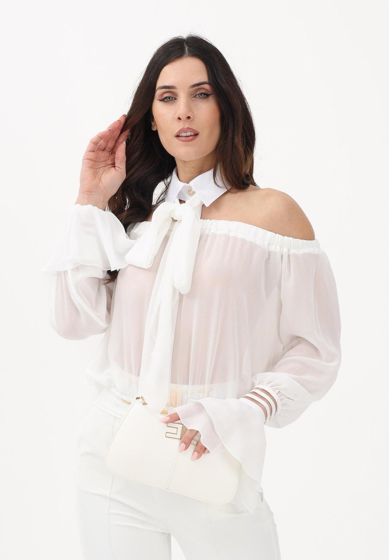 Blusa bianca da donna con dettaglio al collo CA13561E2 X88 ELISABETTA FRANCHI