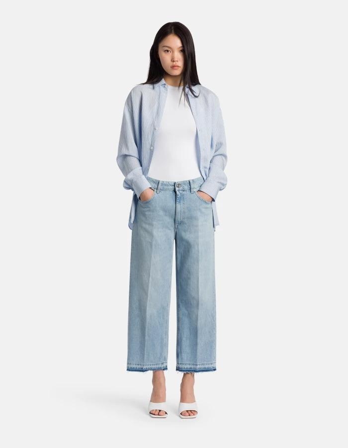 Jeans Tami wide leg in denim fisso<BR/> DP770DFE286DMA7O 800 DONDUP