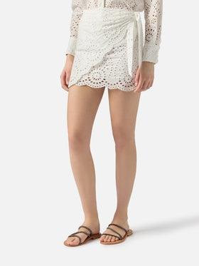 Gonna Nyra corta in sangallo bianco<BR/> NYR0001 01000L MC2 SAINT BARTH