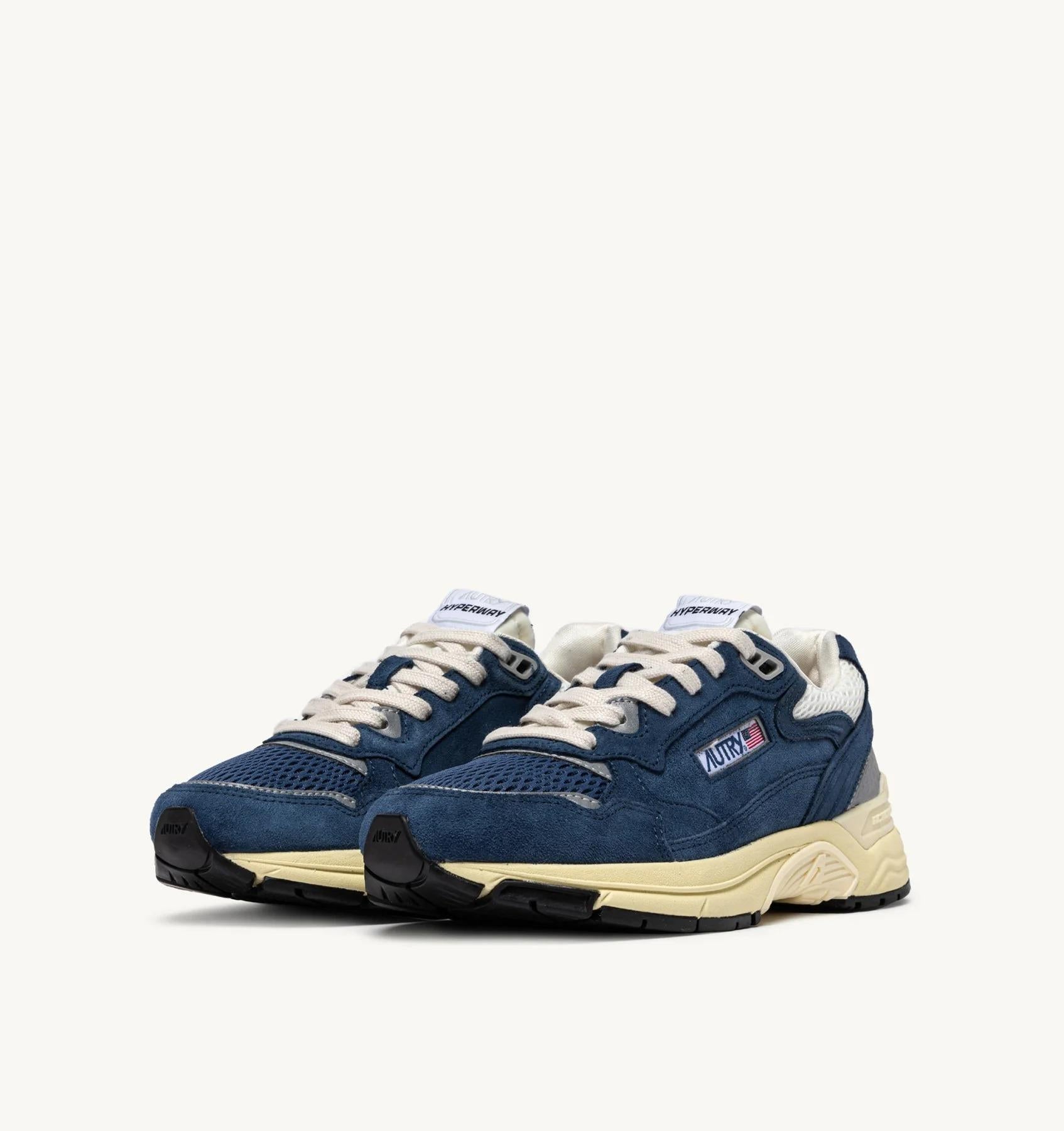 SNEAKERS HYPERWAY IN MESH E SUEDE ENSIGN BLUE E ARGENTO<BR/> HYLM UM09 AUTRY ACTION SHOES
