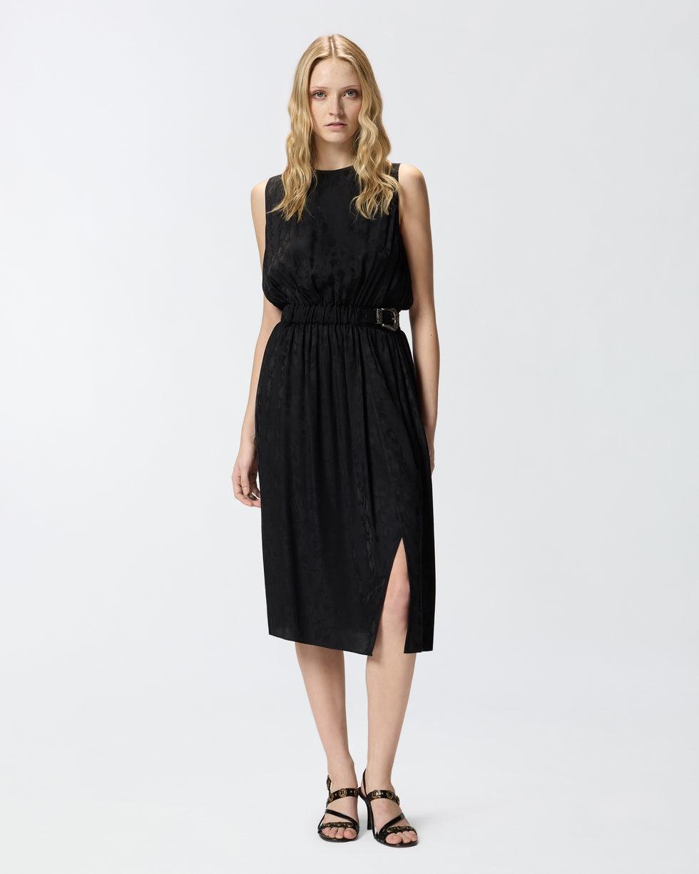 Abito midi smanicato in jacquard floreale con cintura<BR/> 106801A3AN Z99 PINKO