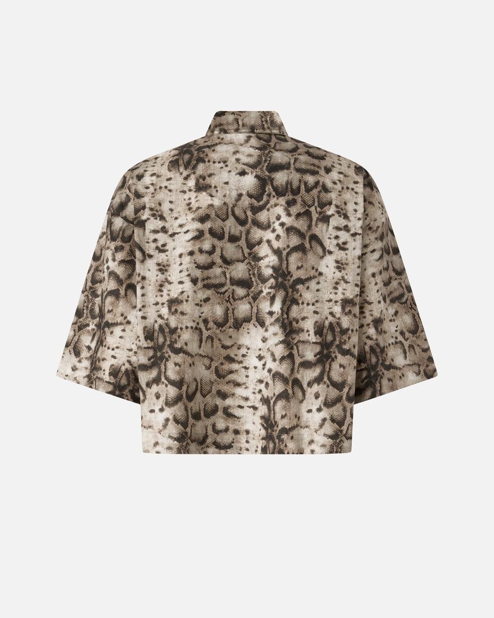 Camicia cropped stampata con dettagli metallici<BR/> 106826A3B1 CZ9 PINKO