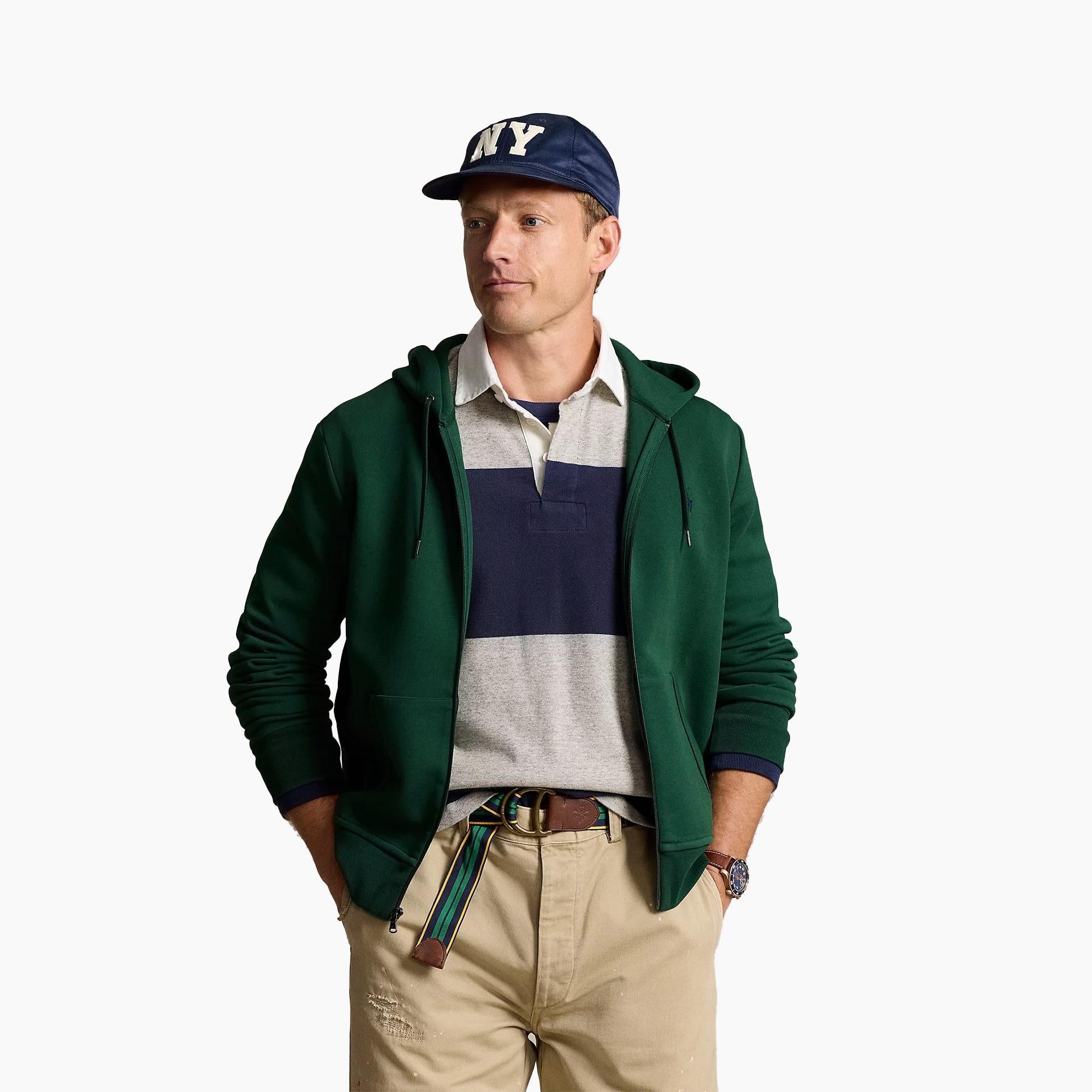 Felpa uomo con cappuccio e zip in misto cotone 710881517 047 RALPH LAUREN