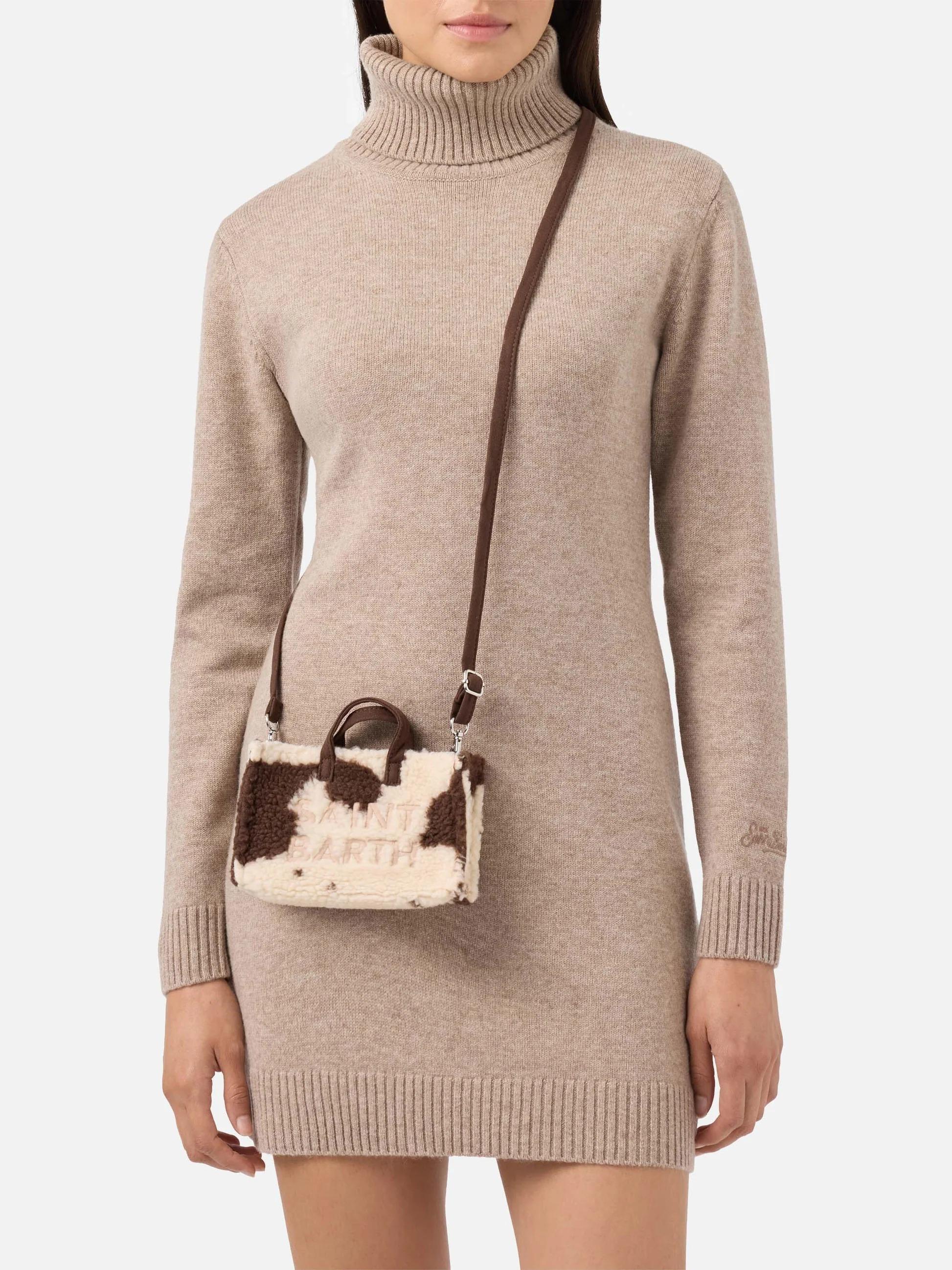 Mini borsa porta telefono Phone Bag Teddy in sherpa muccato<BR/> PHONE004 00286I MC2 SAINT BARTH