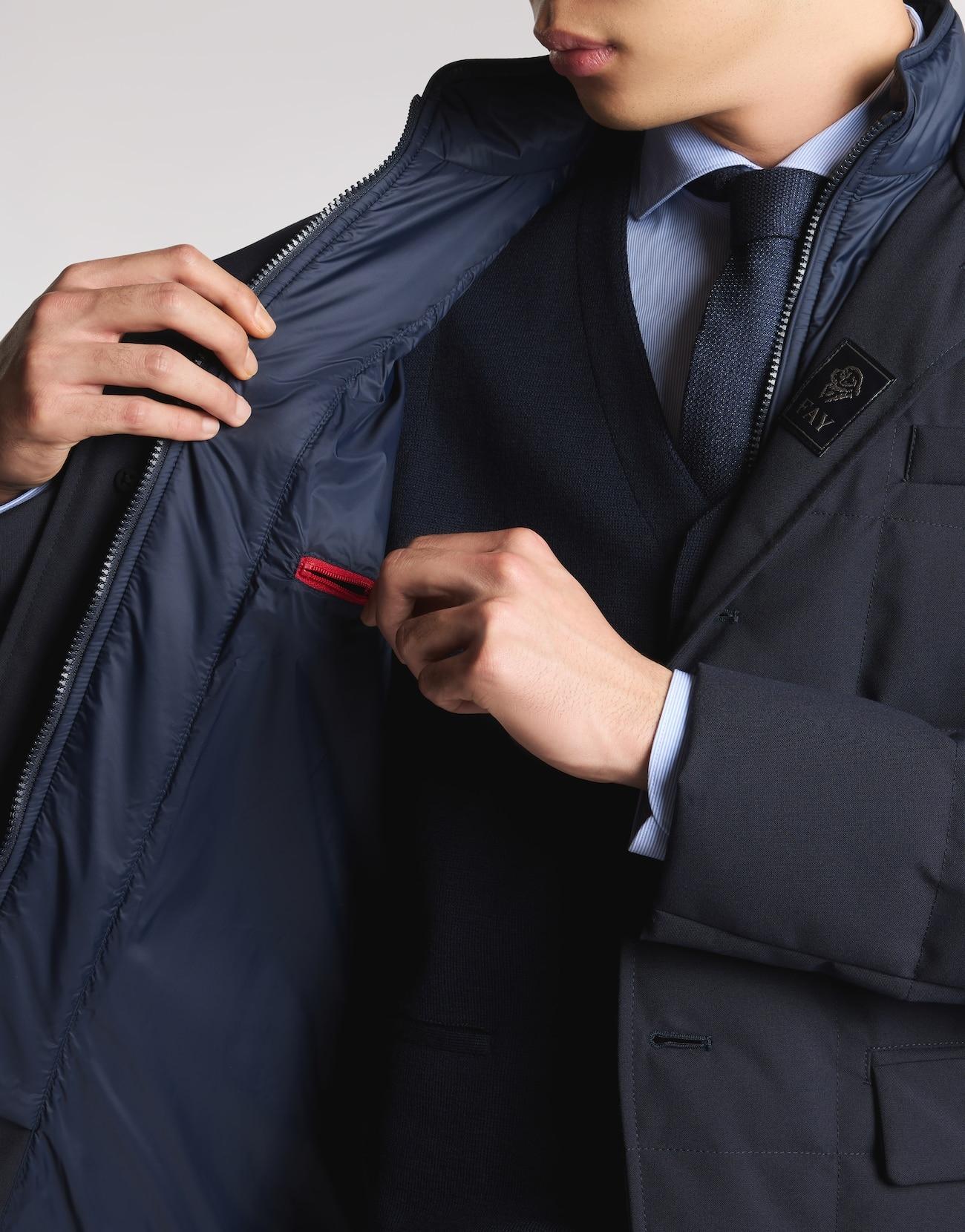 Piumino Corto Double Front in Canvas Mélange<BR/> NAM45510210XOB U807 FAY