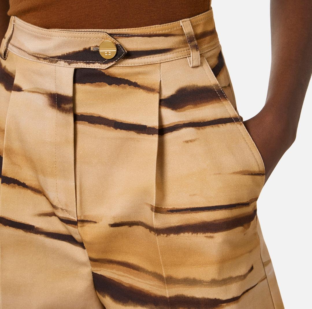 Shorts in drill con stampa tigre<BR/> SH01362E2 470 ELISABETTA FRANCHI