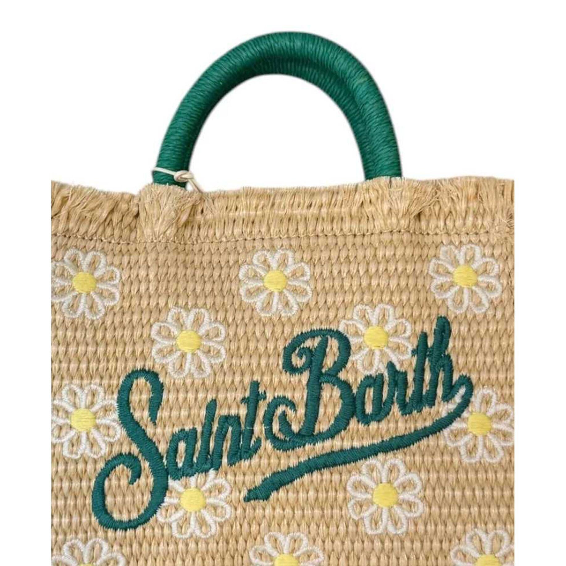 Borsa Vanity mini in tessuto effetto paglia con ricamo floreale VAMI009 00348L MC2 SAINT BARTH