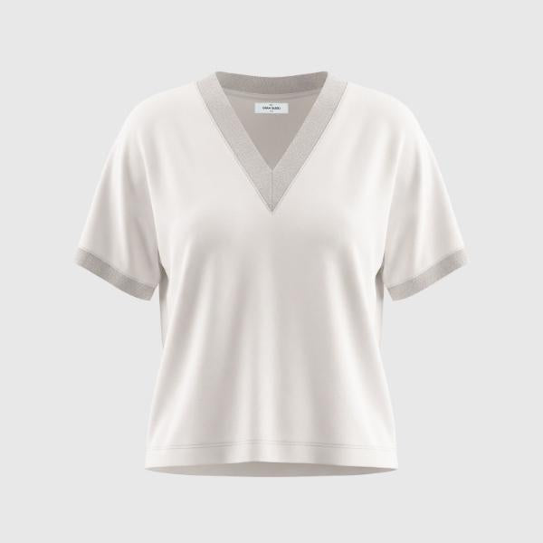 T-shirt jersey scollo a v con lurex 6026980369 003 GRAN SASSO