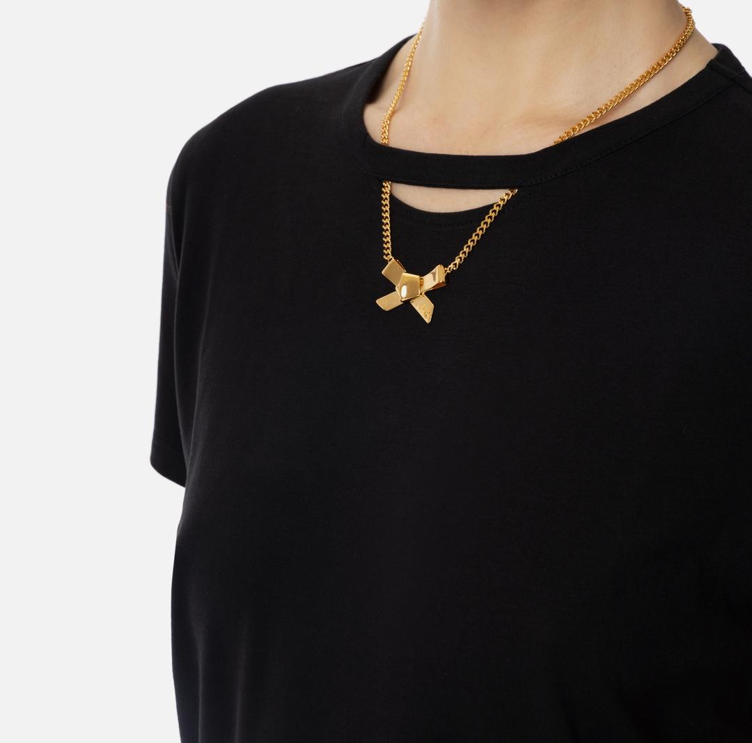 T-shirt donna in jersey con collana a fiocco