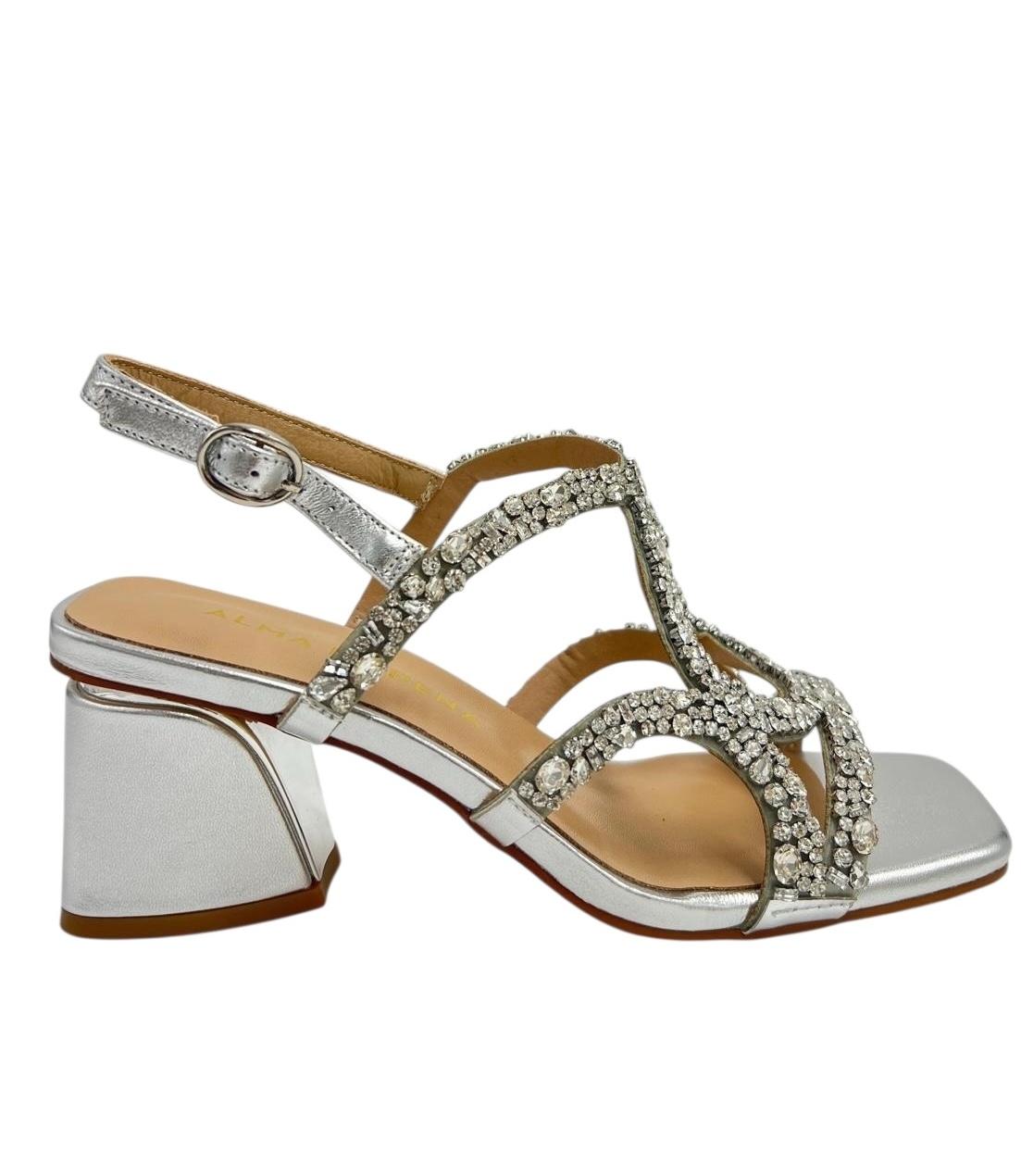 Sandalo con strass e cinturini sottili 3001 DIVASILVER ALMA EN PENA