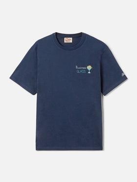 T-shirt Portofino blu con ricamo Business Glass<BR/> POT0001 00164L MC2 SAINT BARTH