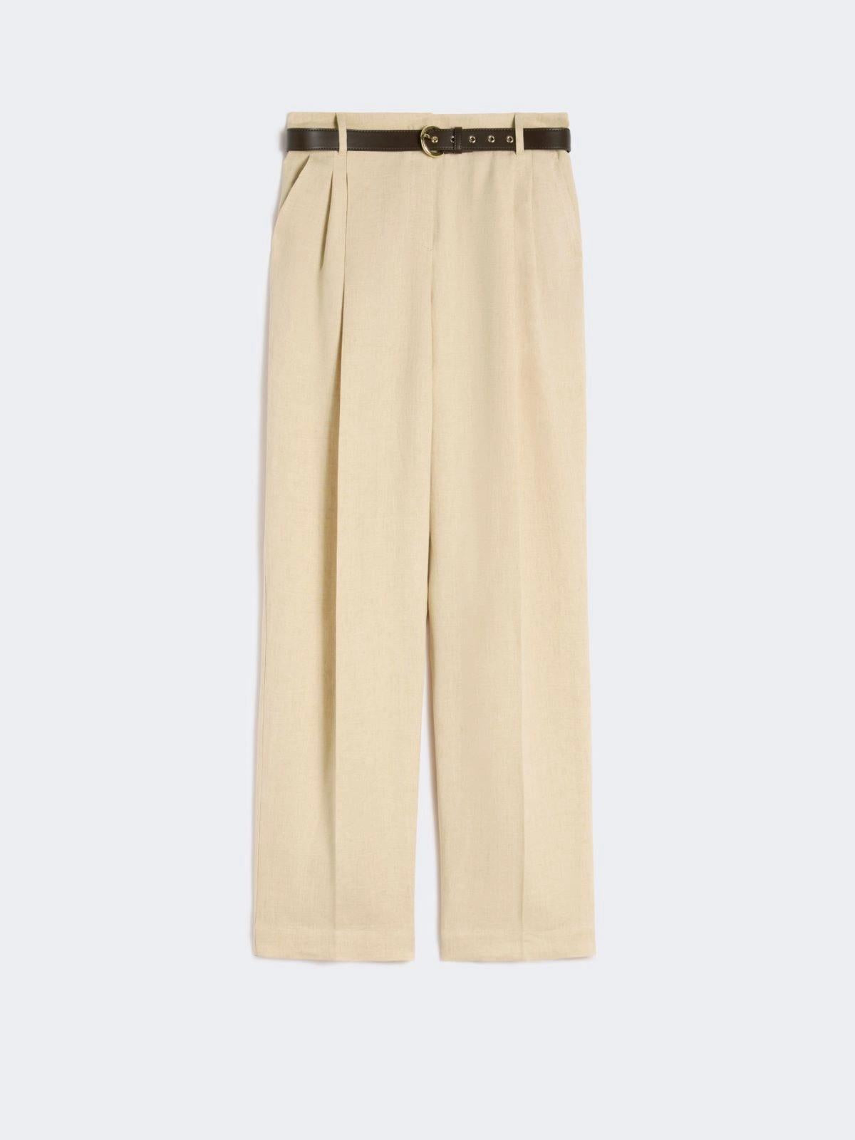 MSTSUMERO<BR/>Pantalone ampio in batavia di lino - Coloniale<BR/> MSTSUMERO 028 MAX MARA STUDIO