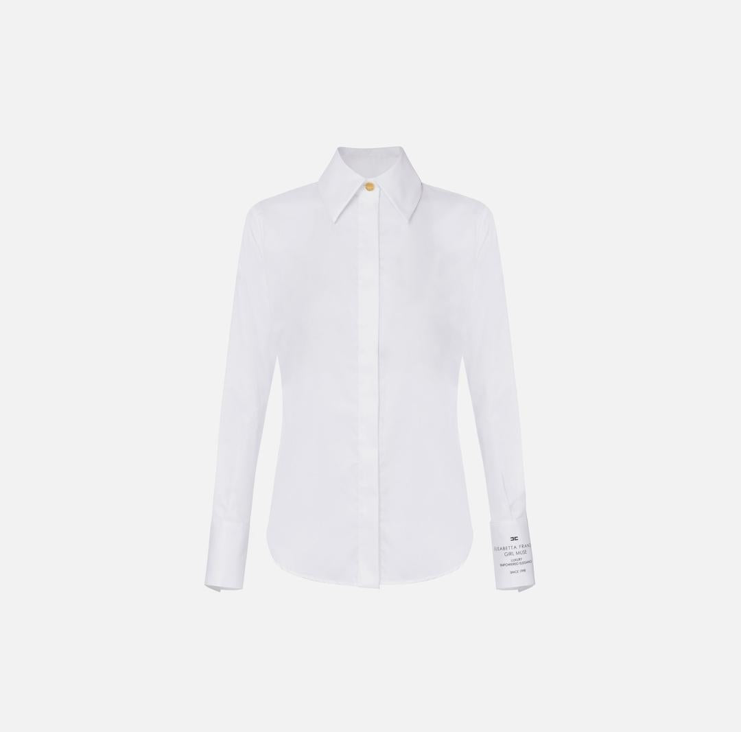 Camicia in popeline di cotone con logo CA11556E2 100 ELISABETTA FRANCHI