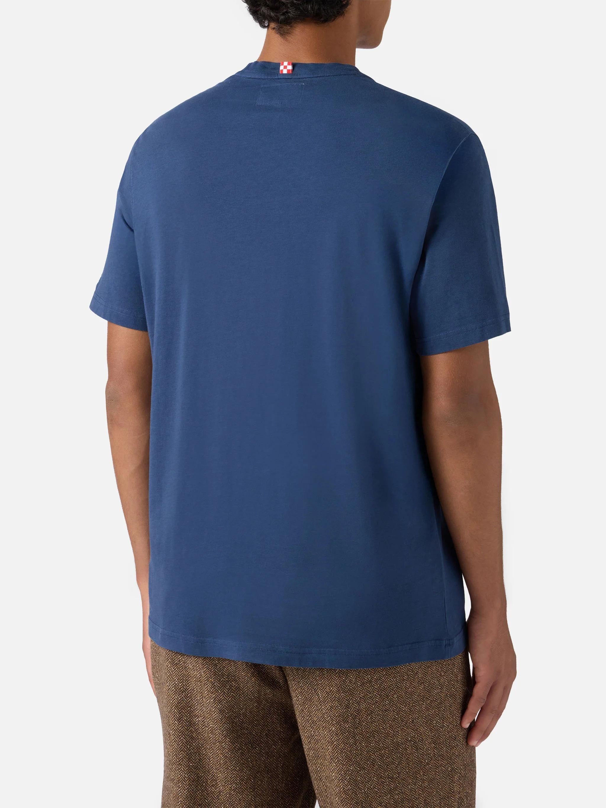 T-shirt Arnott in cotone blu con ricamo Grand Slam e stampa bicchieri ARN0001 00675I MC2 SAINT BARTH