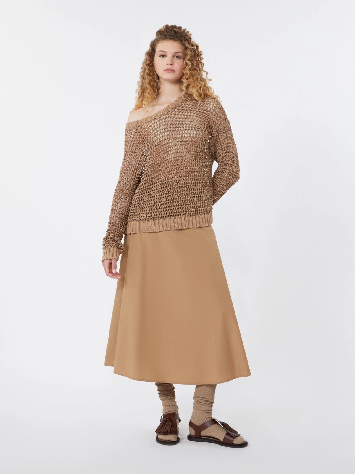 Maglia a rete in filato di lino e cotone - CUOIO<BR/> WKDONIRICA 002 WEEKEND