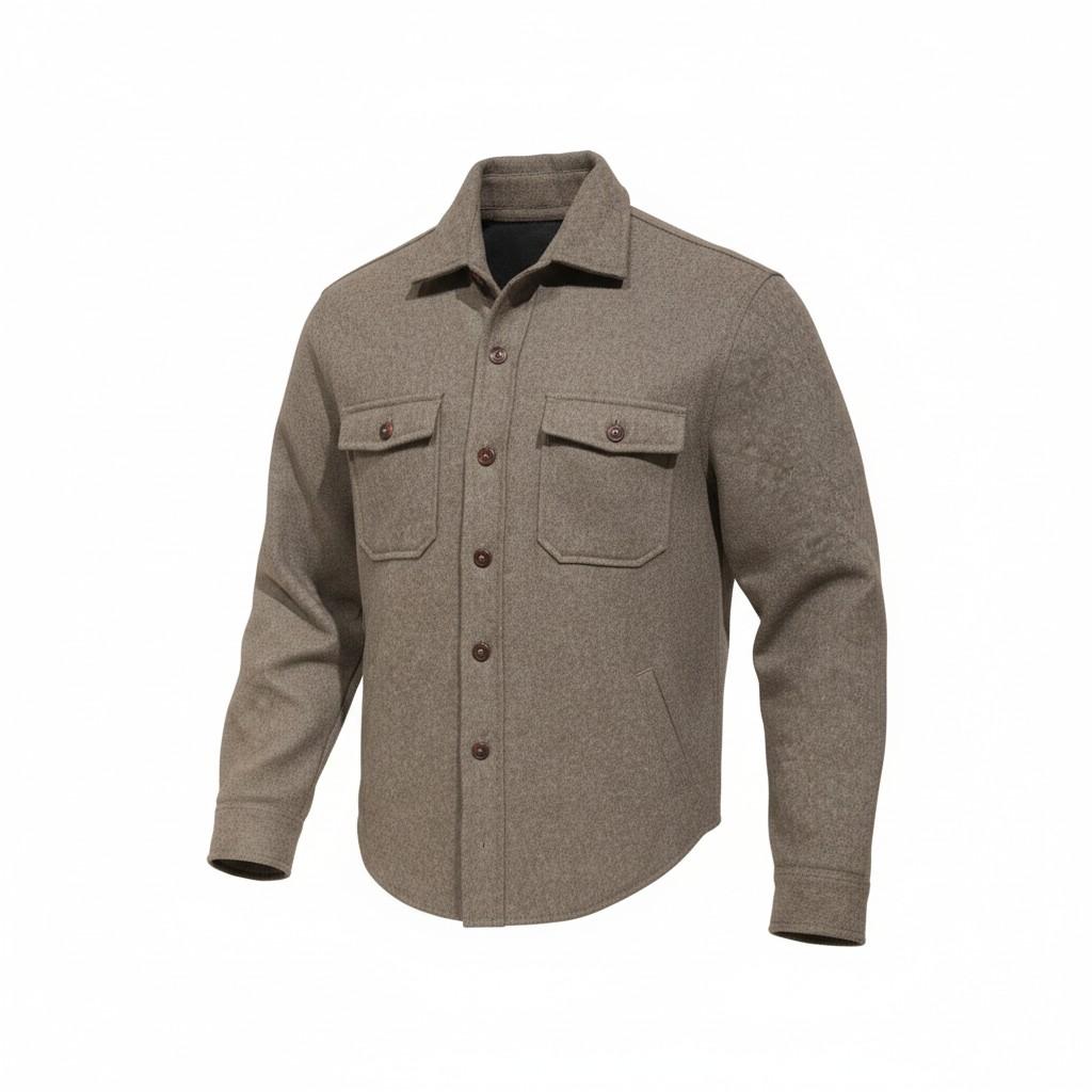 Overshirt Bl'ker Uomo in Lana HUNTERWOOL BROWN BL'KER