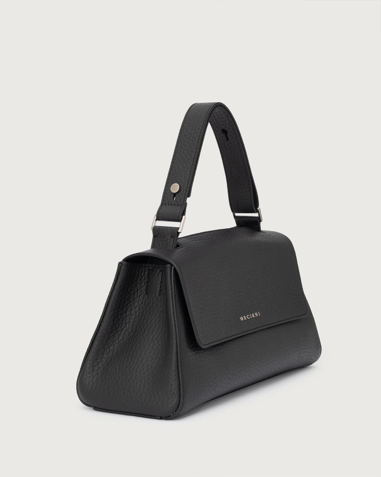 Borsa Sveva Longuette Soft in pelle con tracolla<BR/> B02159SOF NERO ORCIANI