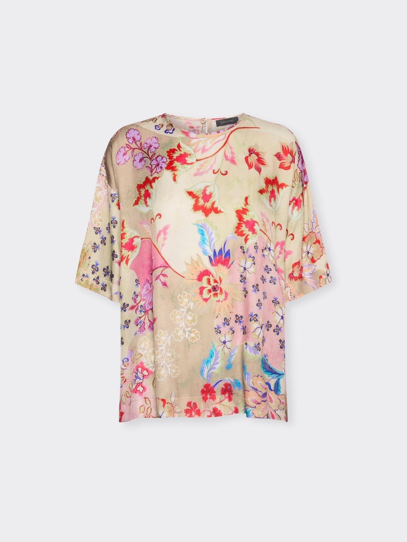 Blusa stampata in twill di viscosa<BR/> 2160Z100042N 41 ELENA MIRO