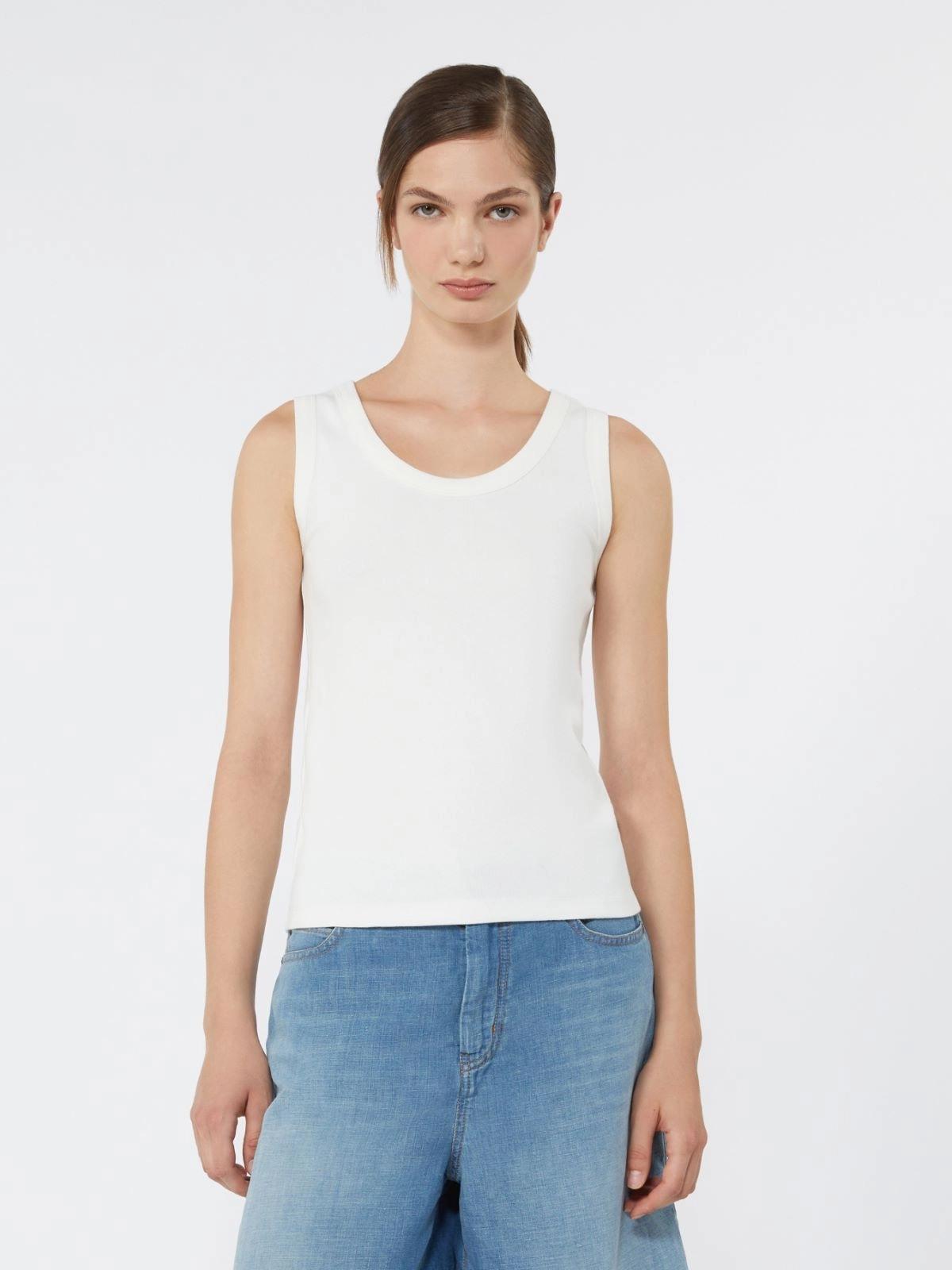 Top in cotone stretch - Bianco<BR/> WKDMULTIC 001 WEEKEND