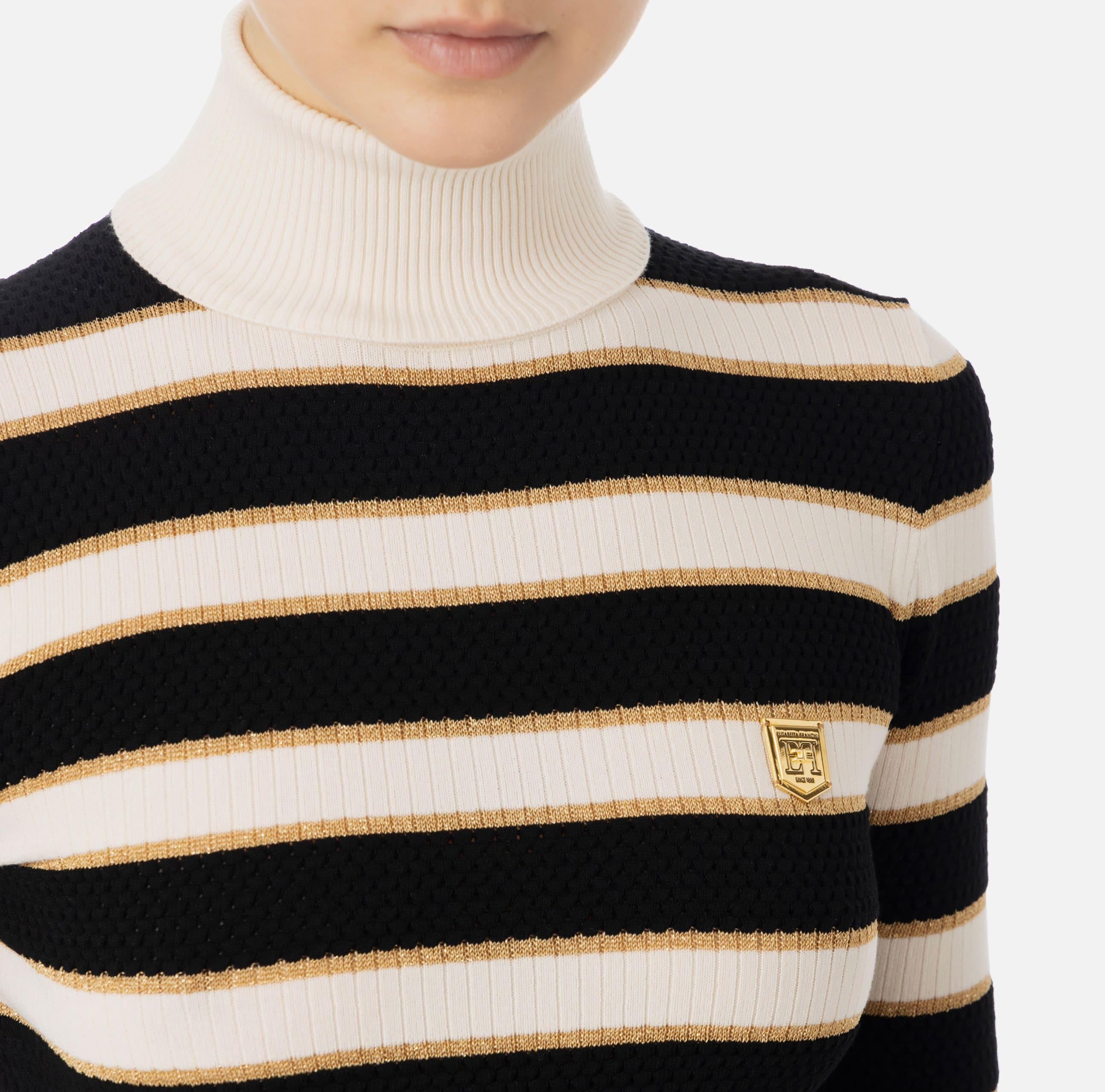 Striped lurex viscose cropped sweater