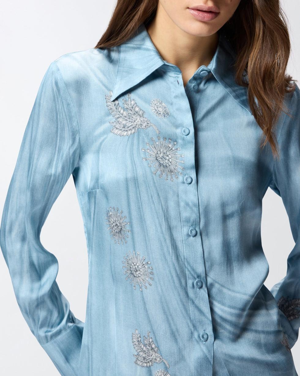 Camicia fluida con stampa gioiello piazzata<BR/> 106211A37N F15 PINKO