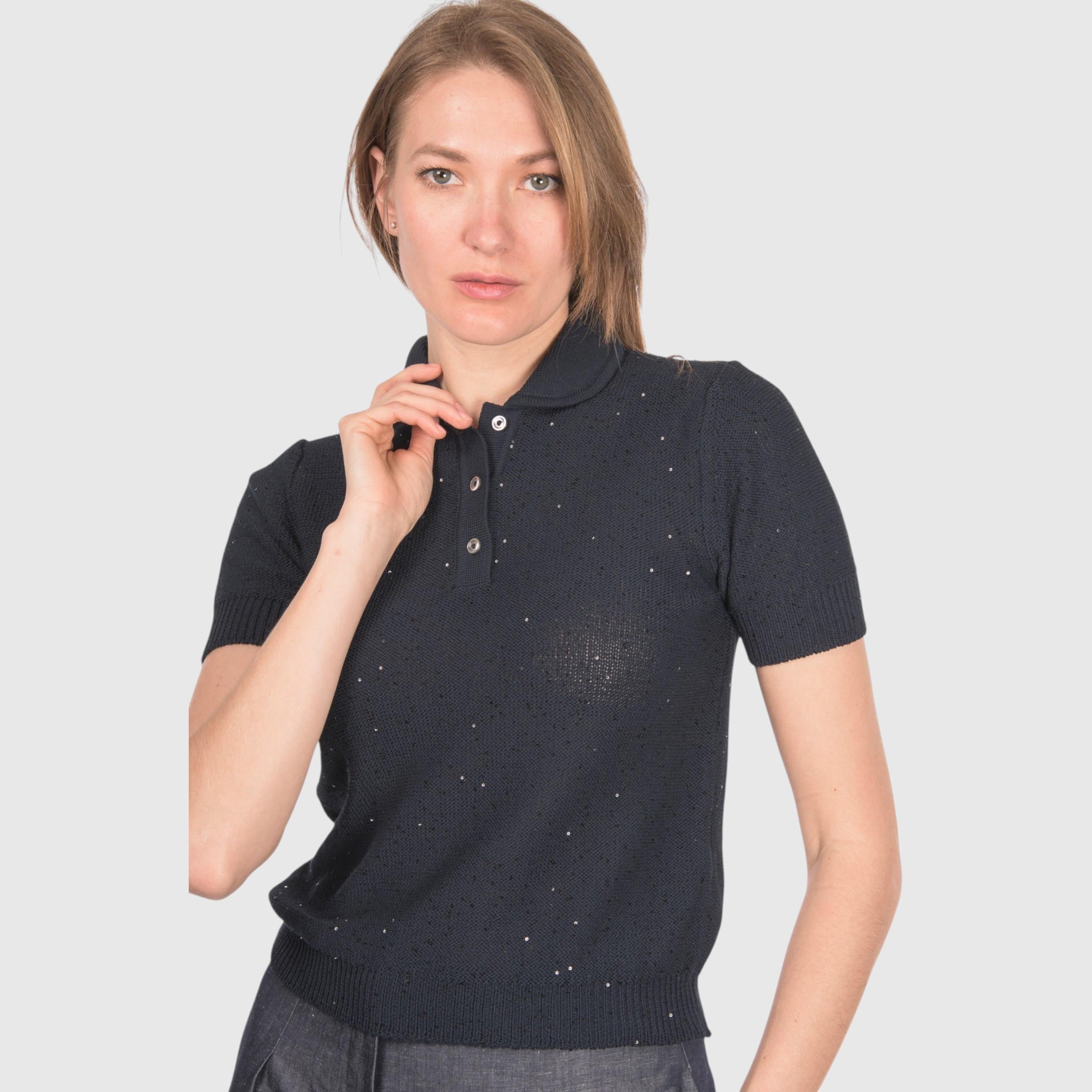 Polo in maglia con paillettes 1323332430 599 GRAN SASSO