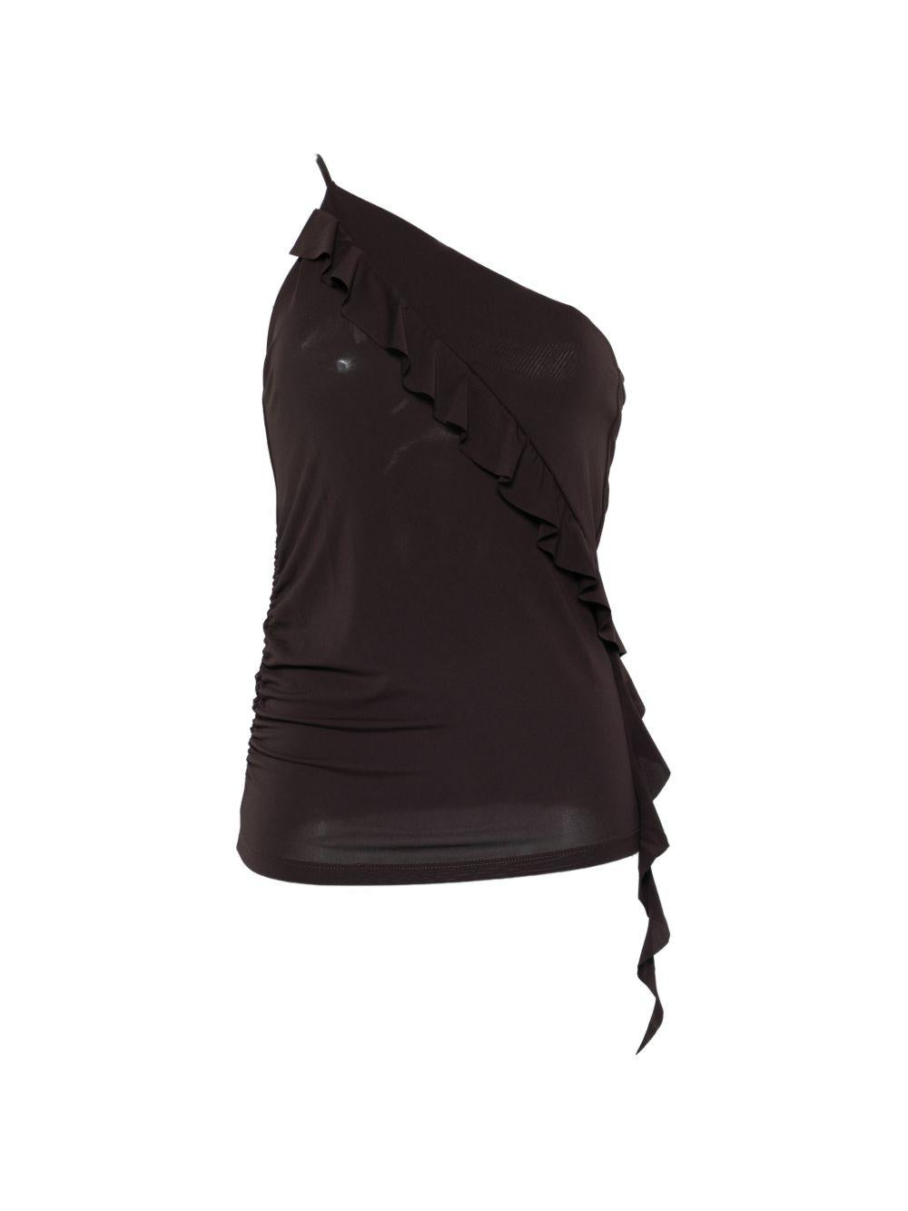 Top donna monospalla con ruches<BR/> 106374A35E M28 PINKO