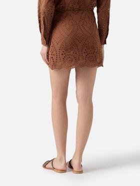 Gonna Nyra corta in sangallo marrone<BR/> NYR0001 01005L MC2 SAINT BARTH