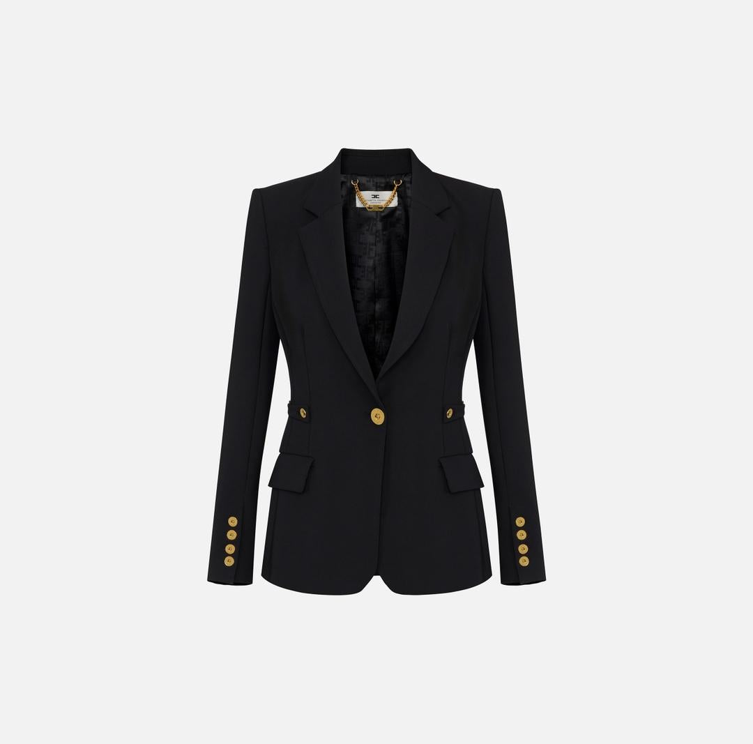 Giacca in crêpe leggero con dettagli gioiello GI17556E2 110 ELISABETTA FRANCHI