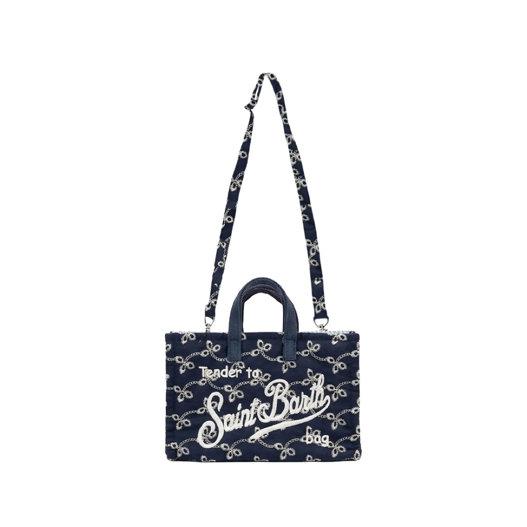 Borsa Phone micro in sangallo blu con logo a contrasto PHONE012 00560L MC2 SAINT BARTH