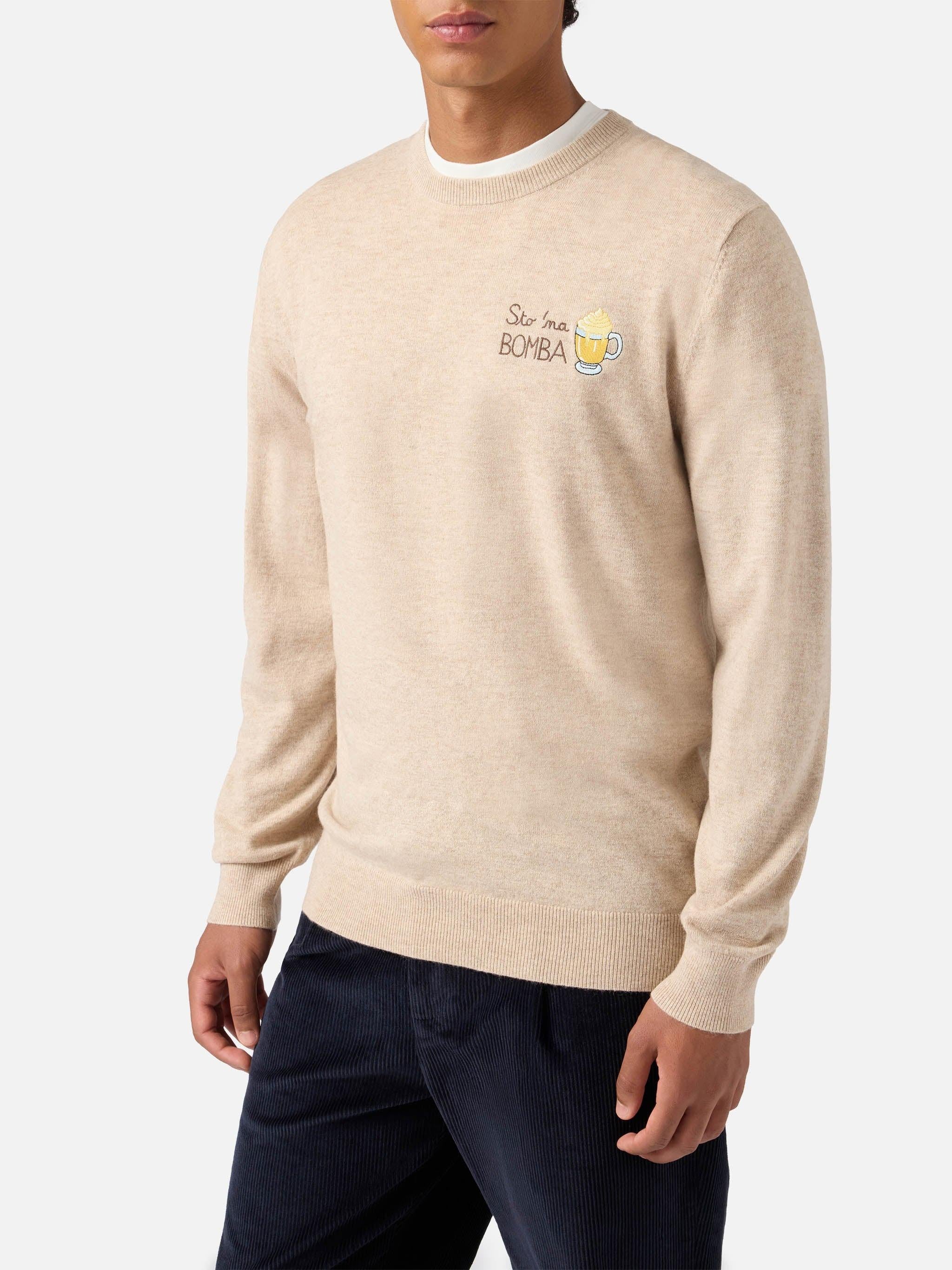 Maglione a girocollo Heron Light con ricamo Sto na bomba HER0024 03499I MC2 SAINT BARTH