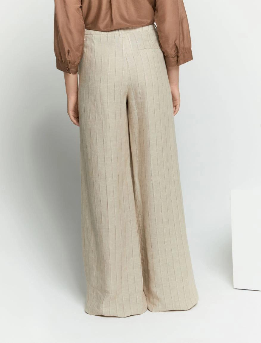 Pantaloni wide leg in puro lino