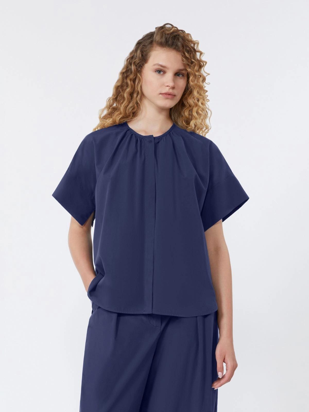 Camicia girocollo in popeline di cotone - BLU<BR/> WKDEDUCATA 008 WEEKEND