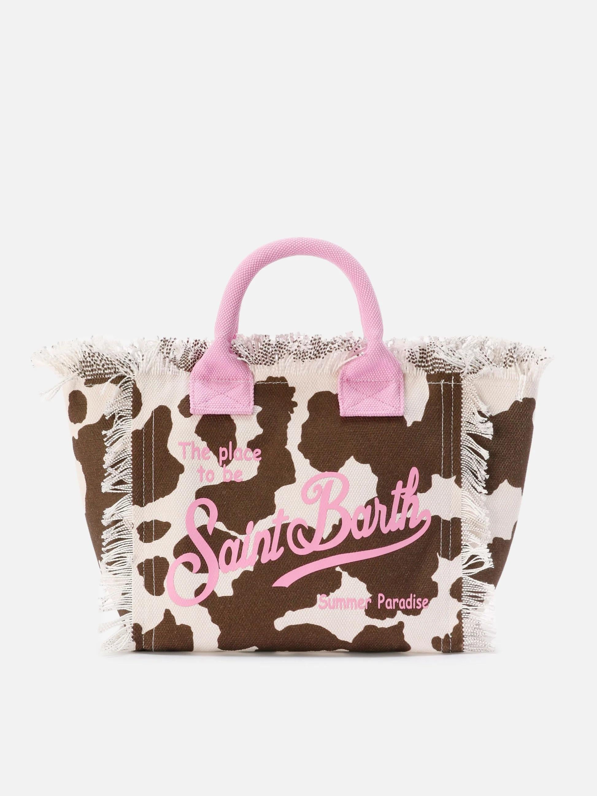 Borsa Colette in canvas con fantasia muccata e dettagli a contrasto<BR/> COL0001 00327L MC2 SAINT BARTH