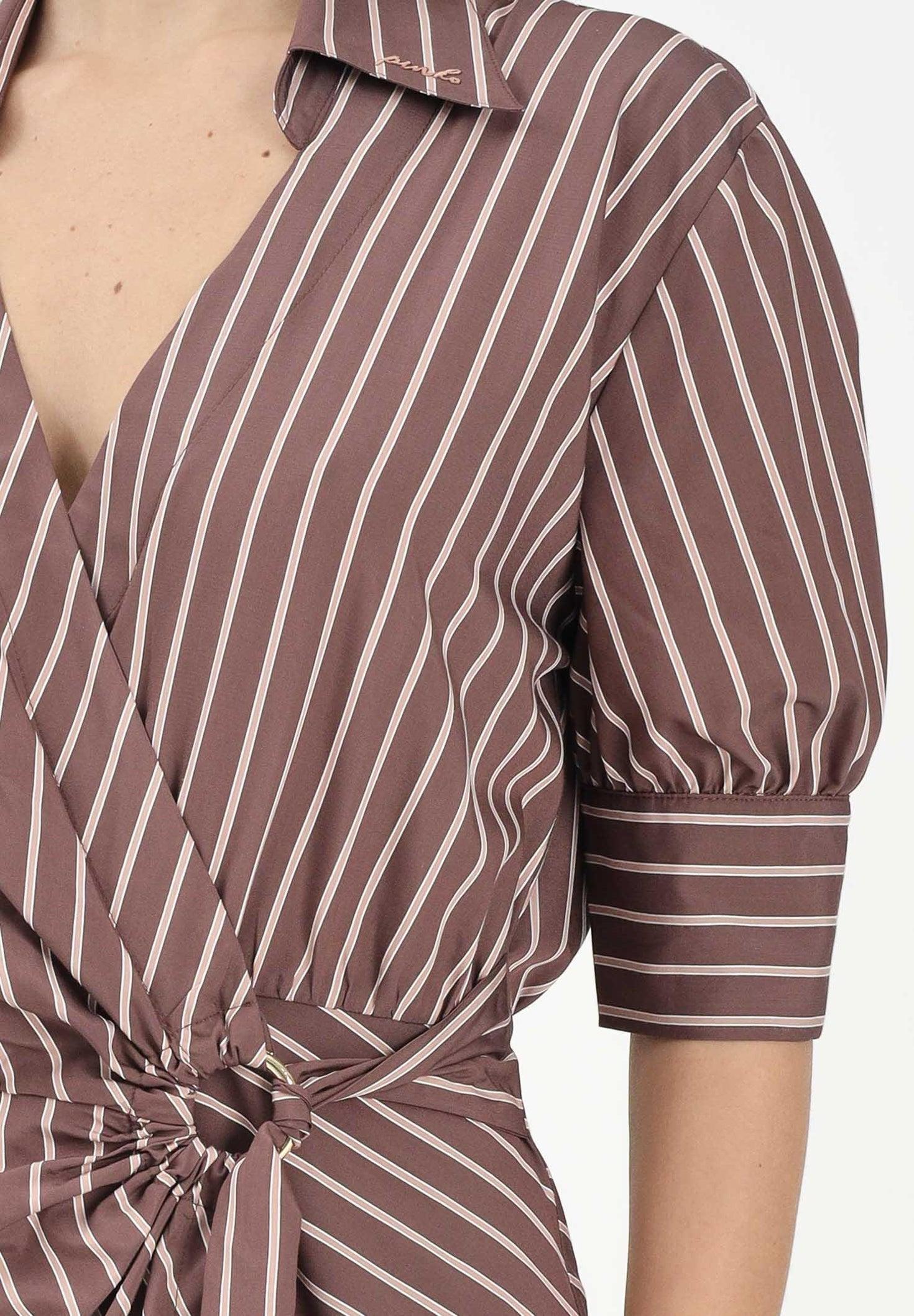 Abito lungo a portafoglio con motivo a righe<BR/> 106669A33Q LN1 PINKO