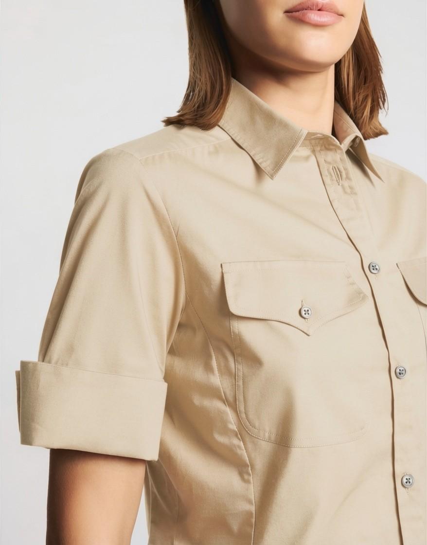 Camicia Regular Fit in Popeline Stretch<BR/> NCWA252600SZGR C603 FAY