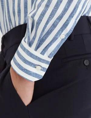 Camicia Collo francese Fantasia Armaturato Blu