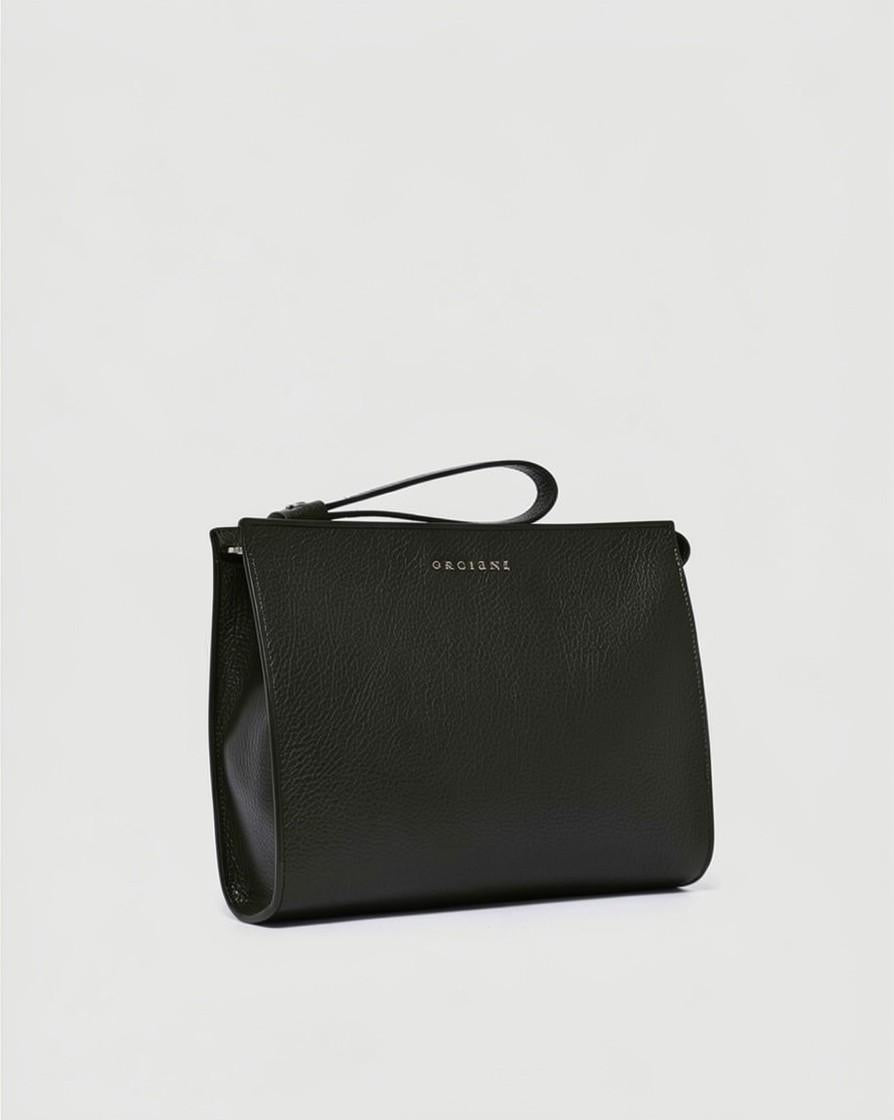 Pouch Micron in pelle con polsiera<BR/> SU0127MIC NERO ORCIANI