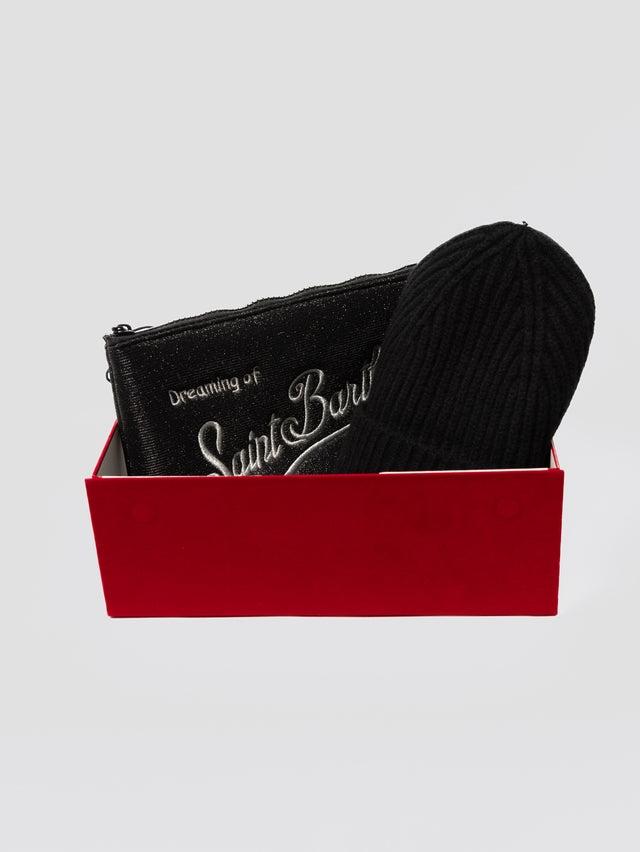 Box con Cappello in Lana e Pochette in Lurex Nero BOX0025 03771I MC2 SAINT BARTH