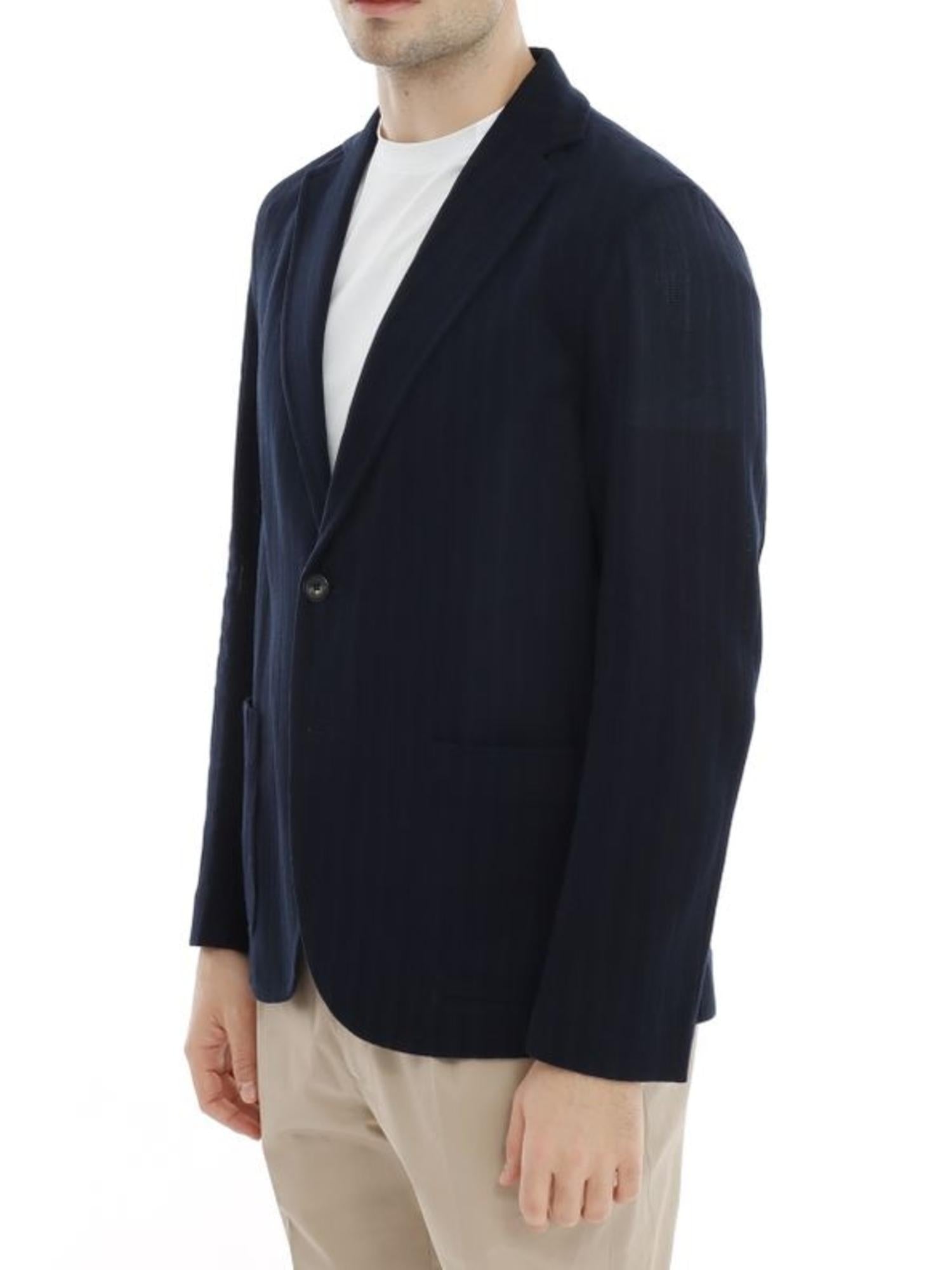 Giacca in cotone Stretch gessato blu