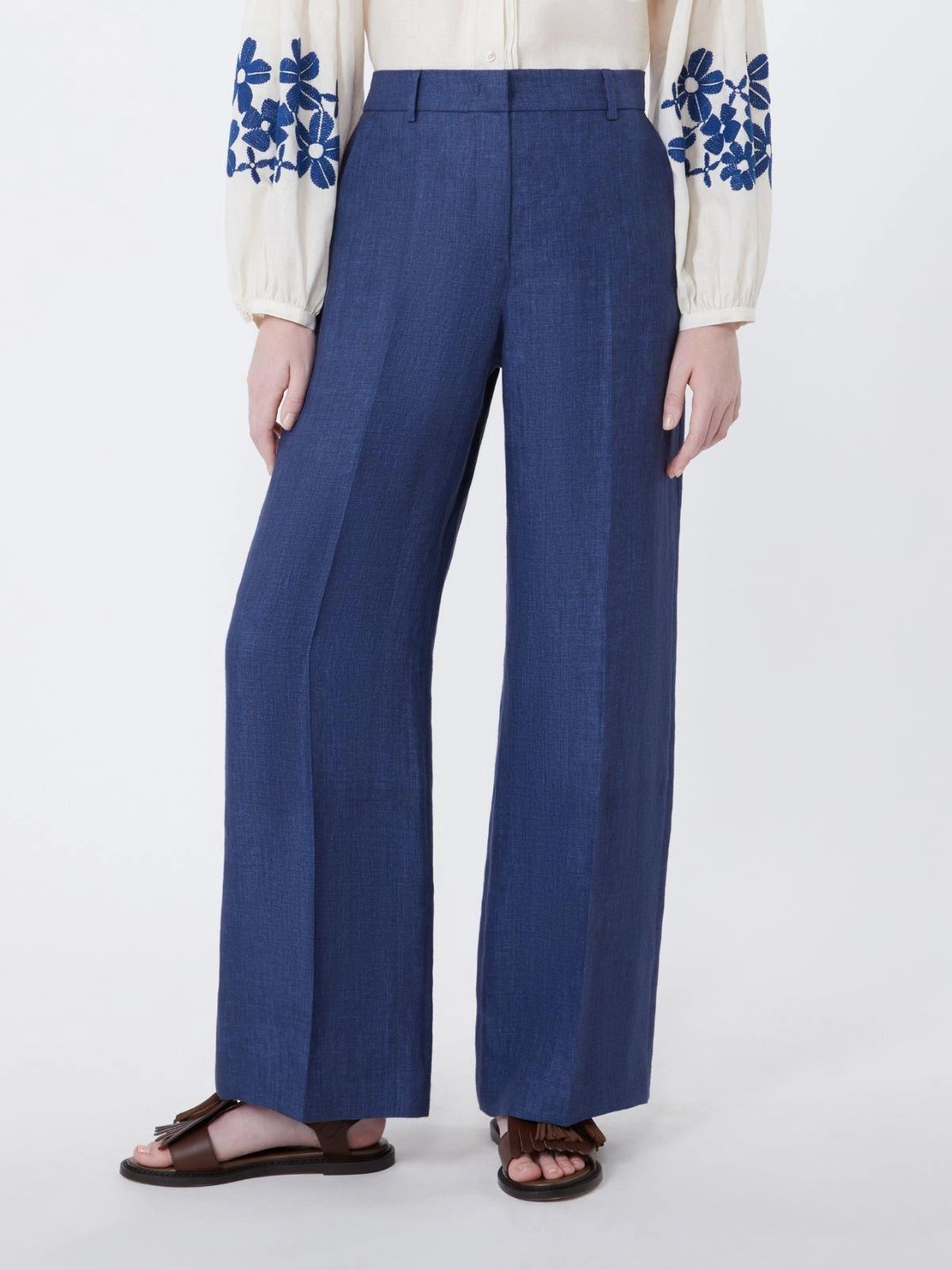 Pantalone in canvas di lino - BLU<BR/> WKDMALIZIA 006 WEEKEND